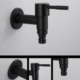 Wall Mounted Black/White Cold Water Faucet In Stainless Steel Washing Machine
