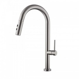 Pull-Out Kitchen Faucet In Brushed Nickel/Black Stainless Steel