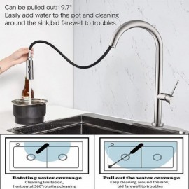 Pull-Out Kitchen Faucet In Brushed Nickel/Black Stainless Steel