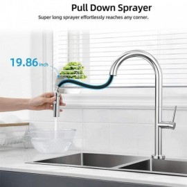 Pull-Out Kitchen Faucet In Brushed Nickel/Black Stainless Steel