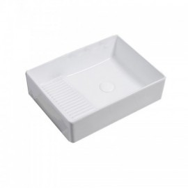 White Ceramic Basin With Drainage Pipe For Bathroom Balcony