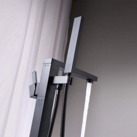 Black/Chrome/Brushed Nickel Floor Standing Bath Faucet Two Functions Shower Faucet