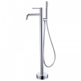 Constant Current Style Copper Black/Chrome Floor Mounted Bathtub Faucet