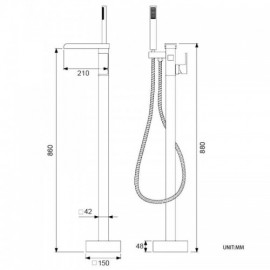 Copper Floor-Standing Bathtub Mixer 4 Models For Bathroom