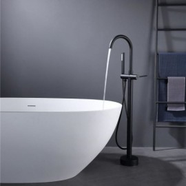 Constant Current Style Copper Chrome/Black Floor Mounted Shower Mixer