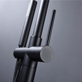 Constant Current Style Copper Chrome/Black Floor Mounted Shower Mixer