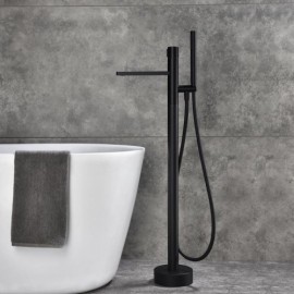 Chrome/Black Copper Floor-Mounted Bath Mixer With Constant Current