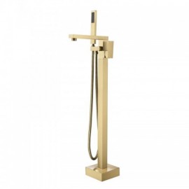 Two Function Brushed Gold Copper Floor Mounted Tub Faucet