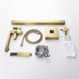 Two Function Brushed Gold Copper Floor Mounted Tub Faucet