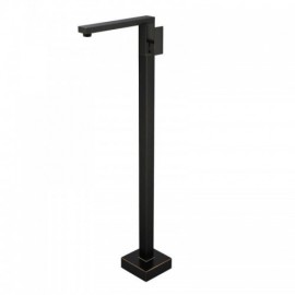 Copper Floor Mounted Bathtub Faucet Black/Black Orb Dual Control Hot And Cold