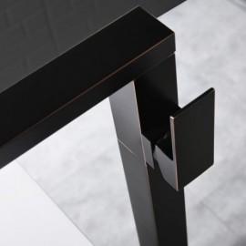 Copper Floor Mounted Bathtub Faucet Black/Black Orb Dual Control Hot And Cold