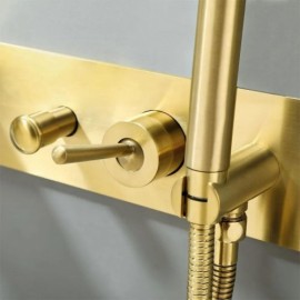Wall-Mounted Bathtub Mixer In Brushed Gold Copper Hand Shower Waterfall Faucet