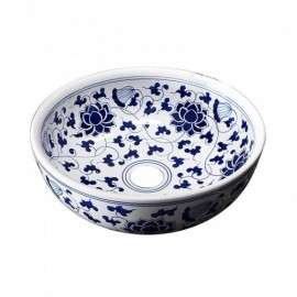 Countertop Sink In Blue And White Porcelain