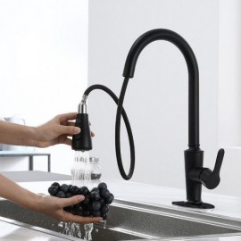 Kitchen Mixer In Black/Brushed Nickel Stainless Steel With 3-Function Pull-Out Nozzle