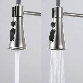Modern Stainless Steel Kitchen Mixer With 3-Function Pull-Out Nozzle