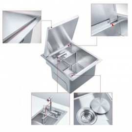 Brushed Silver Stainless Steel Single Sink With Mixer Faucet For Kitchen
