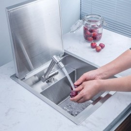Brushed Silver 304 Stainless Steel Single Sink With Faucet Drainage