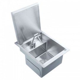 Brushed Silver Stainless Steel Single Sink With Faucet Drain Cover