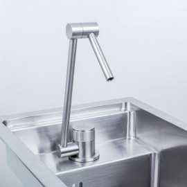 Brushed Silver Stainless Steel Single Sink With Faucet Drain Cover