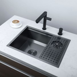 Black Stainless Steel Single Sink With Drainage Cup Washer Drain Screen