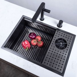 Black Stainless Steel Single Sink Without/With Faucet For Kitchen
