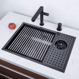 Black Stainless Steel Single Sink Without/With Faucet For Kitchen