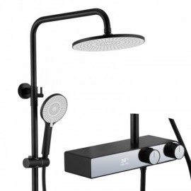 Chrome/Black Shower Faucet With Led Digital Display For Bathroom