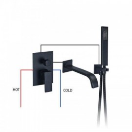 Brushed Nickel/Black/Brushed Gold Stainless Steel Wall Mounted Bathtub Faucet