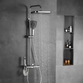 Thermostatic Shower Set Chrome/Black/Gray Hidden Water Outlet