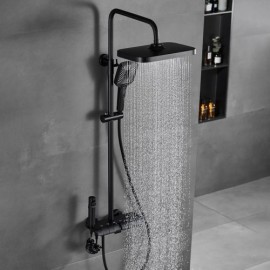 Thermostatic Shower Set Chrome/Black/Gray Hidden Water Outlet