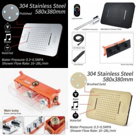 Modern Chrome/Black/Brushed Gold Led Shower System For Bathroom