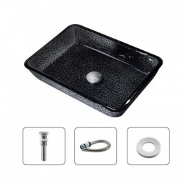 Black Glass Countertop Washbasin Without/With Faucet For Hotel Bathroom