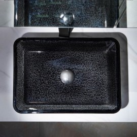 Black Glass Countertop Washbasin Without/With Faucet For Hotel Bathroom