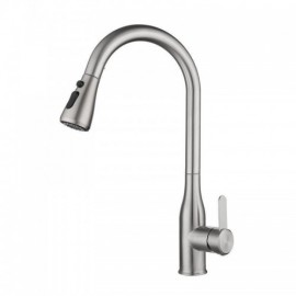 Black/Brushed Nickel Stainless Steel Kitchen Faucet With Pull Out Nozzle