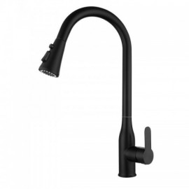 Black/Brushed Nickel Stainless Steel Kitchen Faucet With Pull Out Nozzle