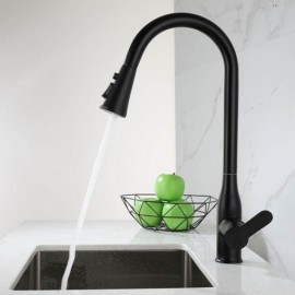 Black/Brushed Nickel Stainless Steel Kitchen Faucet With Pull Out Nozzle