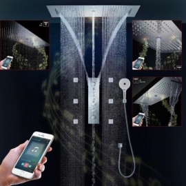 Chrome/Black/Brushed Gold Five-Function Led Thermostatic Shower System