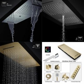 Chrome/Black/Brushed Gold Five-Function Led Thermostatic Shower System