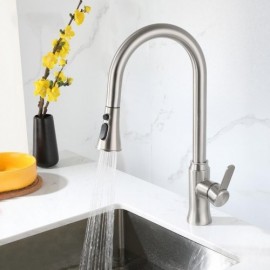 Stainless Steel Kitchen Mixer Pull-Out Nozzle Black/Brushed Nickel Color