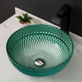 Modern Style Round Glass Countertop Sink For Bathroom