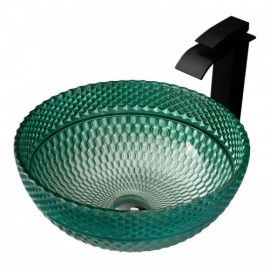 Modern Style Round Glass Countertop Sink For Bathroom