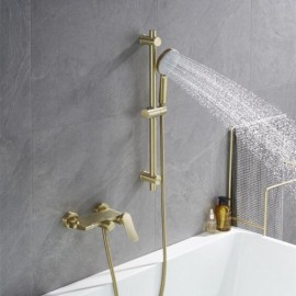 Gray/Gold Wall Mounted Bathtub Faucet Brushed Copper Abs Handshower For Bathroom