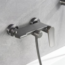 Gray/Gold Wall Mounted Bathtub Faucet Brushed Copper Abs Handshower For Bathroom