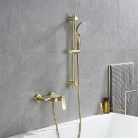 Gray/Gold Wall Mounted Bathtub Faucet Brushed Copper Abs Handshower For Bathroom