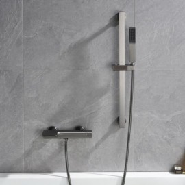 Gray/Black Bathtub Faucet Concealed Wall Mounted Copper Abs Handshower For Bathroom