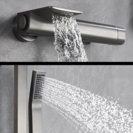 Gray/Black Bathtub Faucet Concealed Wall Mounted Copper Abs Handshower For Bathroom