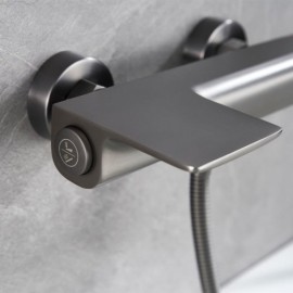 Gray/Black Bathtub Faucet Concealed Wall Mounted Copper Abs Handshower For Bathroom