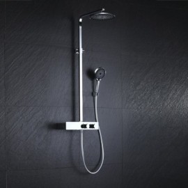 Thermostatic Shower Faucet Chrome/Black Copper Body Abs Hand Shower Nozzle For Bathroom
