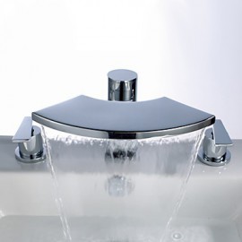 Contemporary Brass Waterfall Bathroom Sink Tap