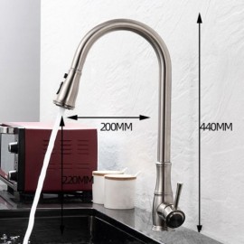Single-Handle Pull-Down Spout Kitchen Faucet In Brushed Stainless Steel